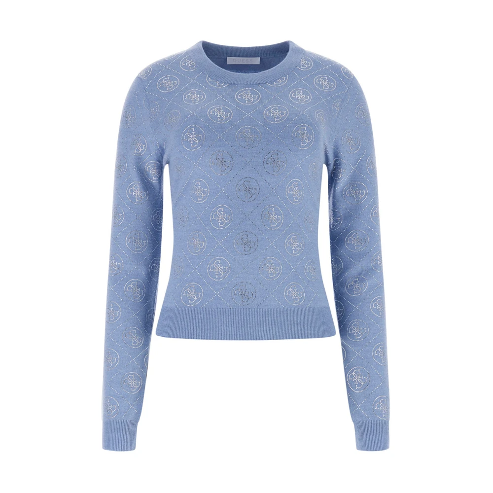 Guess Women's Blue Jumpers - Round-Neck Knitwear - L - Knitwear