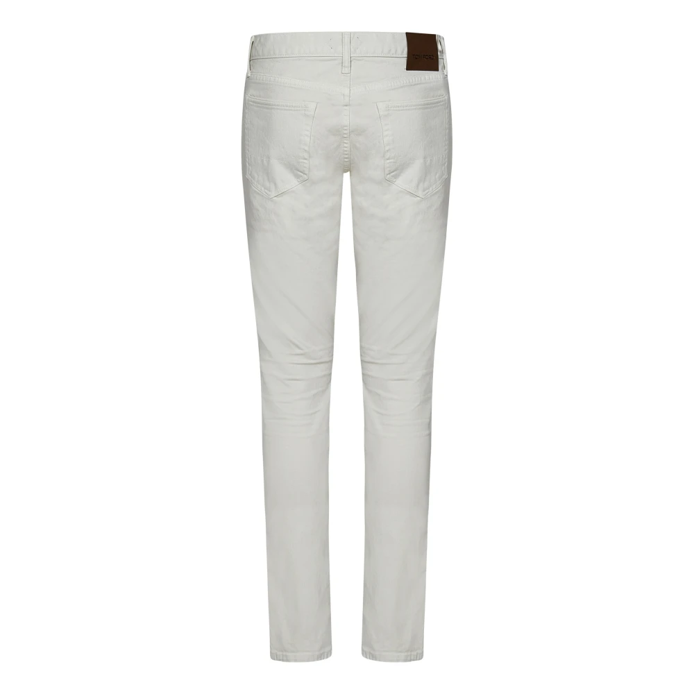 Tom Ford Slim Fit Witte Jeans met Knoopsluiting White Heren