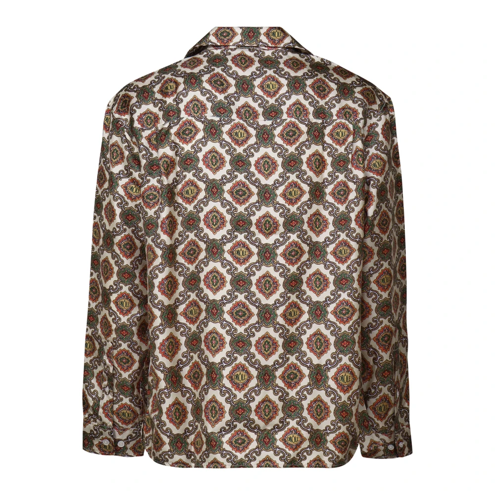Drole de Monsieur Multicolor katoenen overhemd met Italiaanse kraag Brown Heren