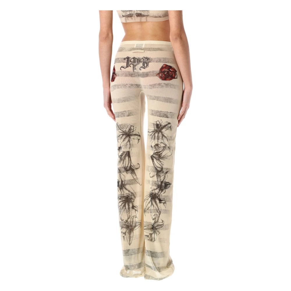 Jean Paul Gaultier Mesh Tattoo Matroos Broek Beige Dames