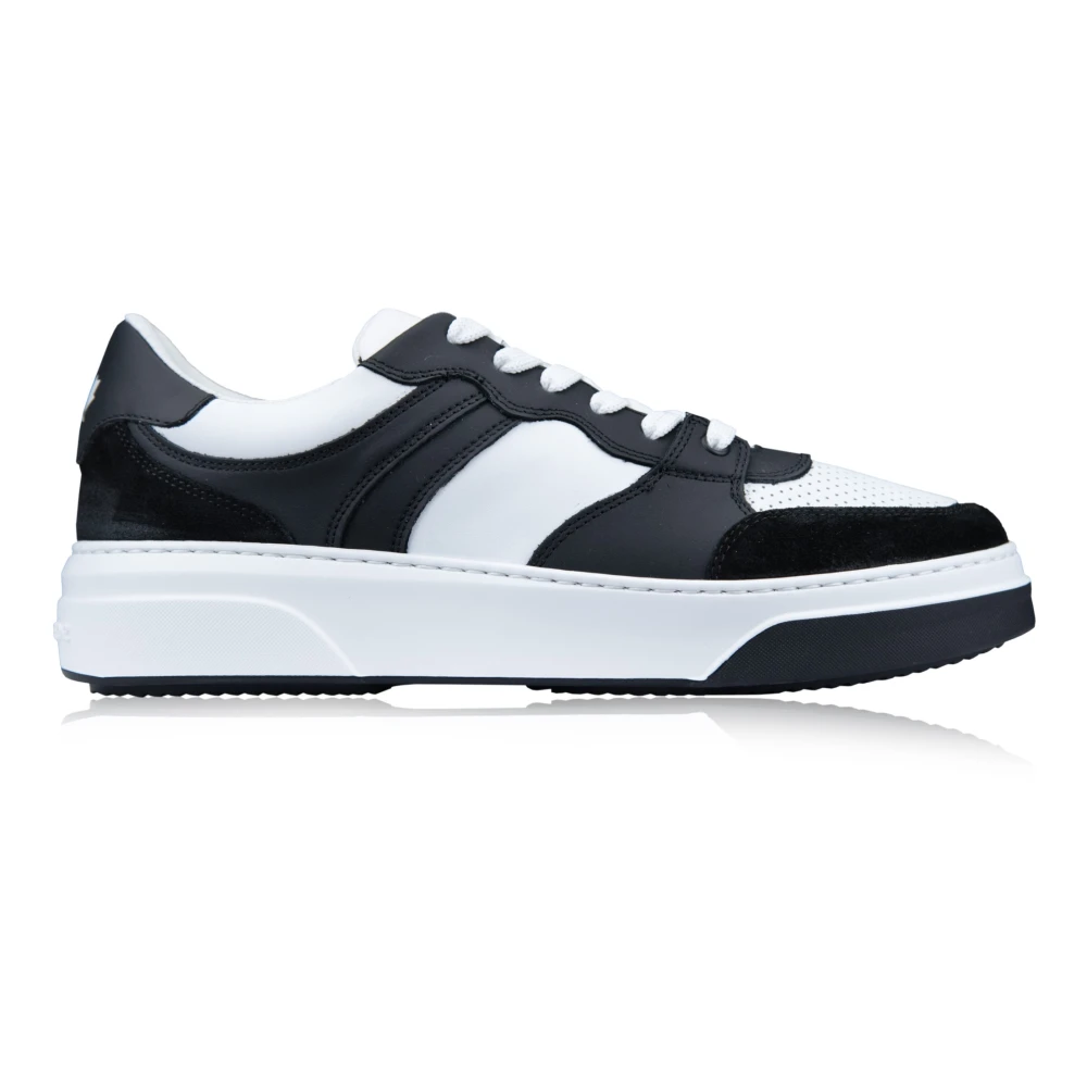 Dsquared2 Men's Black Sneakers, 11 Uk, Lace-Up Leather Trainers