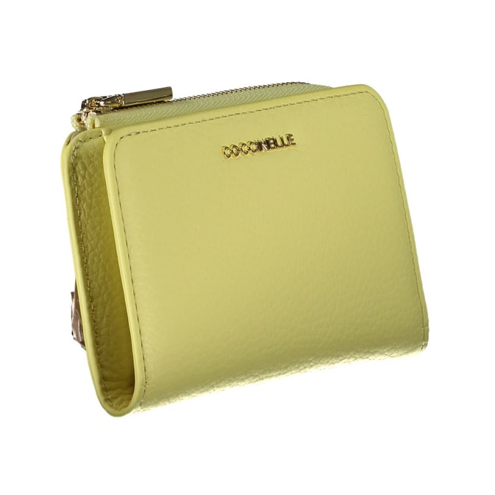 Coccinelle Gele Leren Portemonnee met Rits Yellow Heren