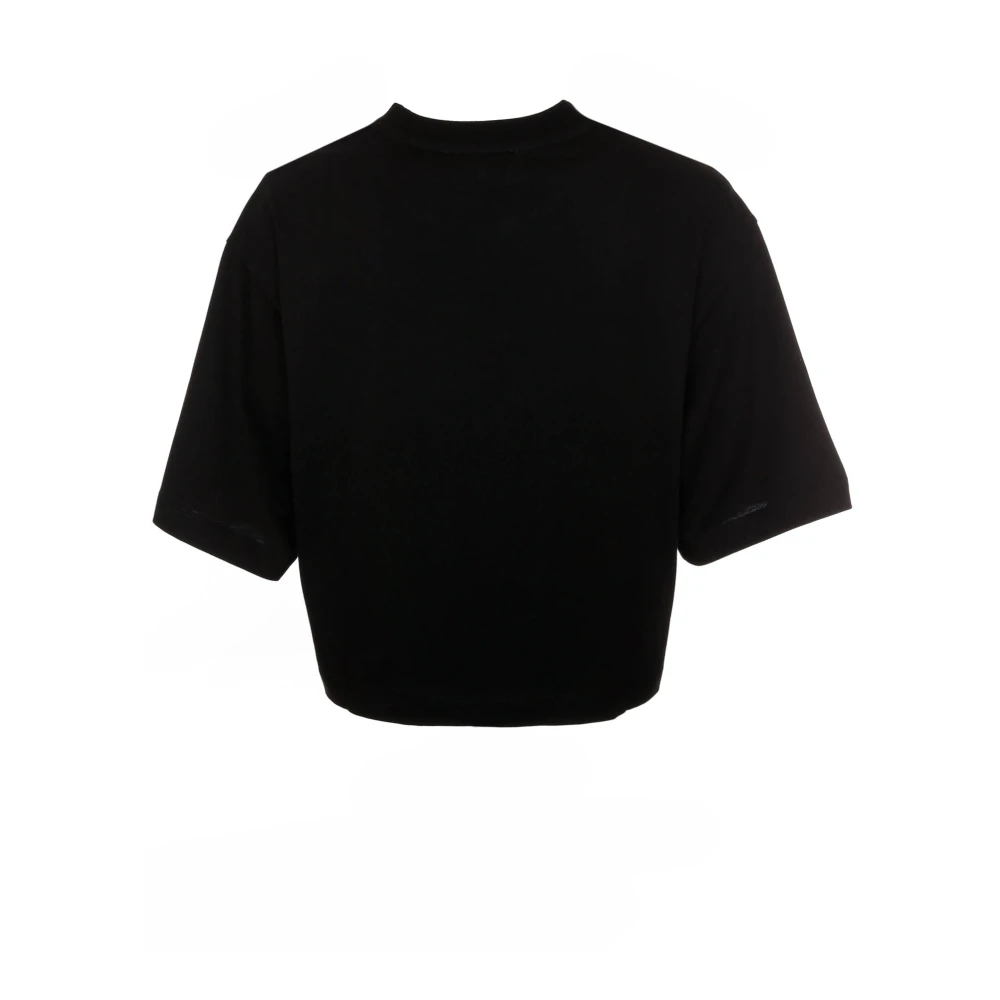 closed Geribbelde Cropped T-Shirt Black Dames