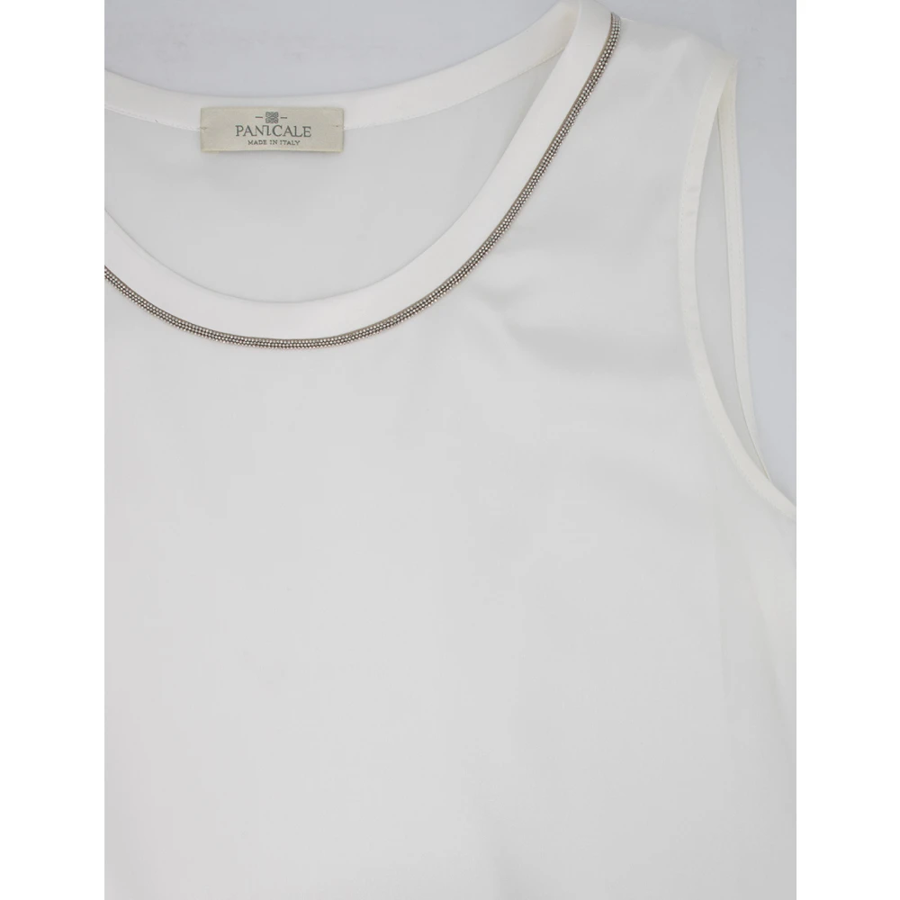 Panicale Zijden Crew Neck Top met Luminous Details Beige Dames