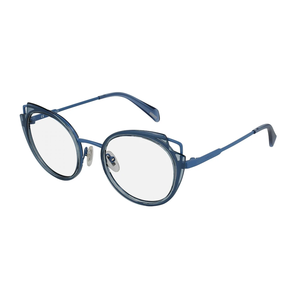 Police Blauw Metalen Frame Bril met Jeans Wijzerplaat Blue Dames