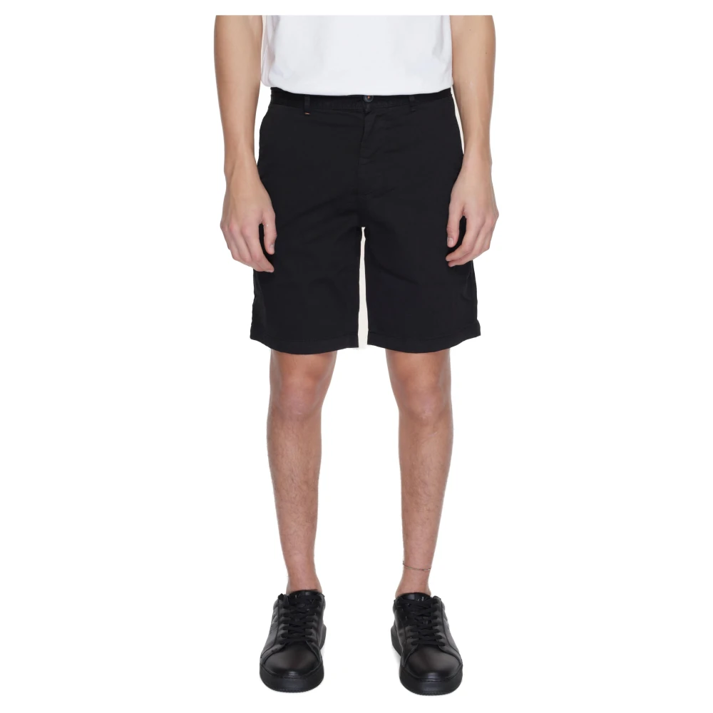 Hugo Boss Zwarte katoenen shorts met ritssluiting Black Heren