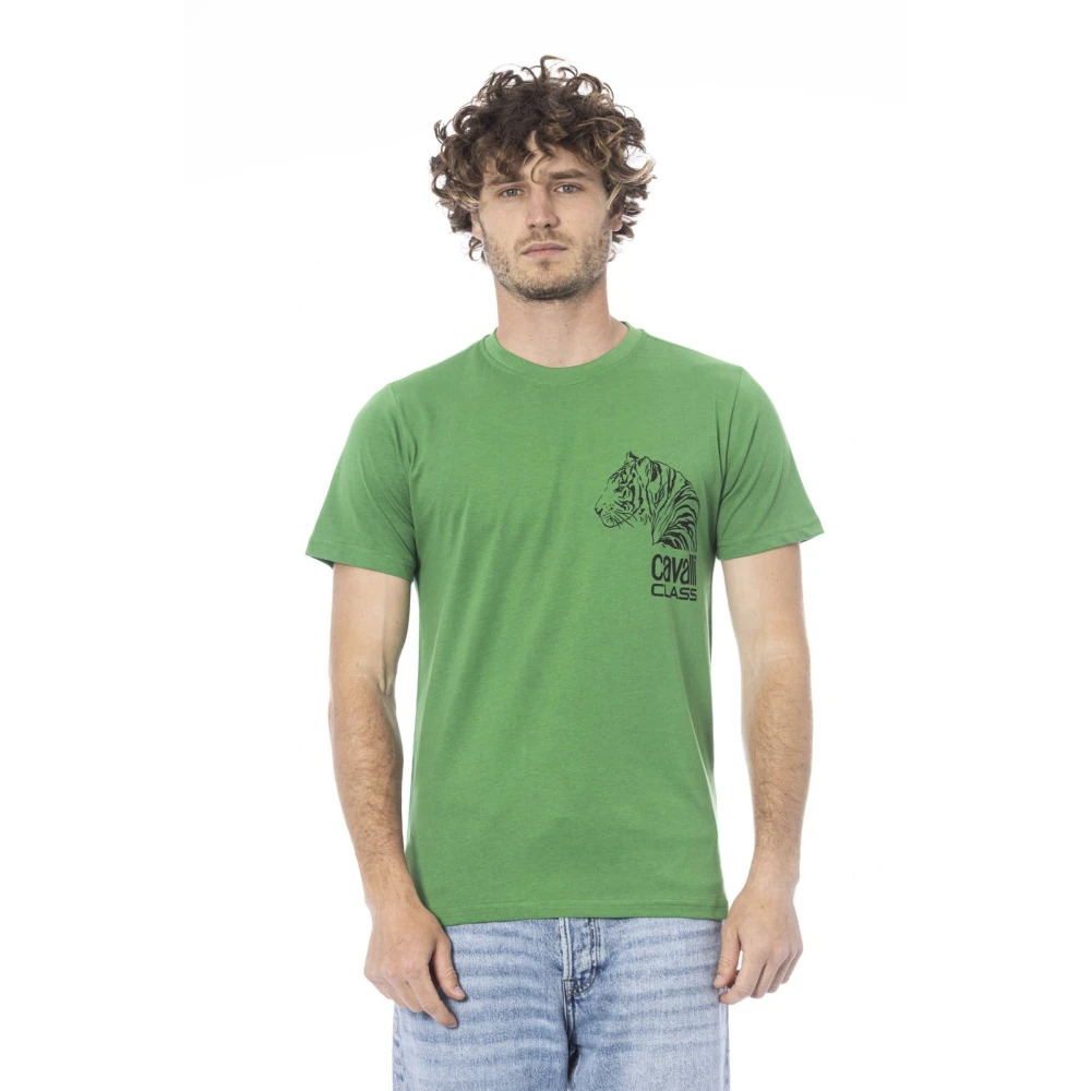 Cavalli Class Korte mouw met logo print T-shirt Green Heren