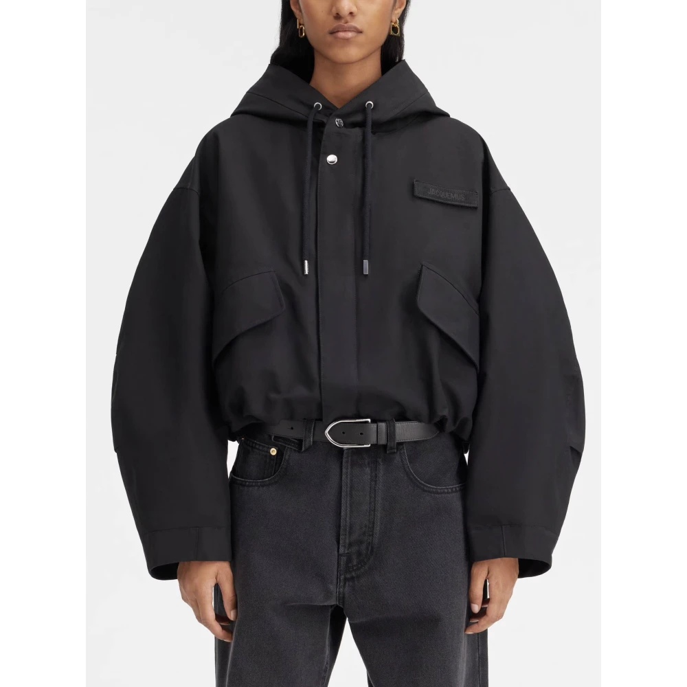 Jacquemus Korte Cropped Parka Jas Black Dames