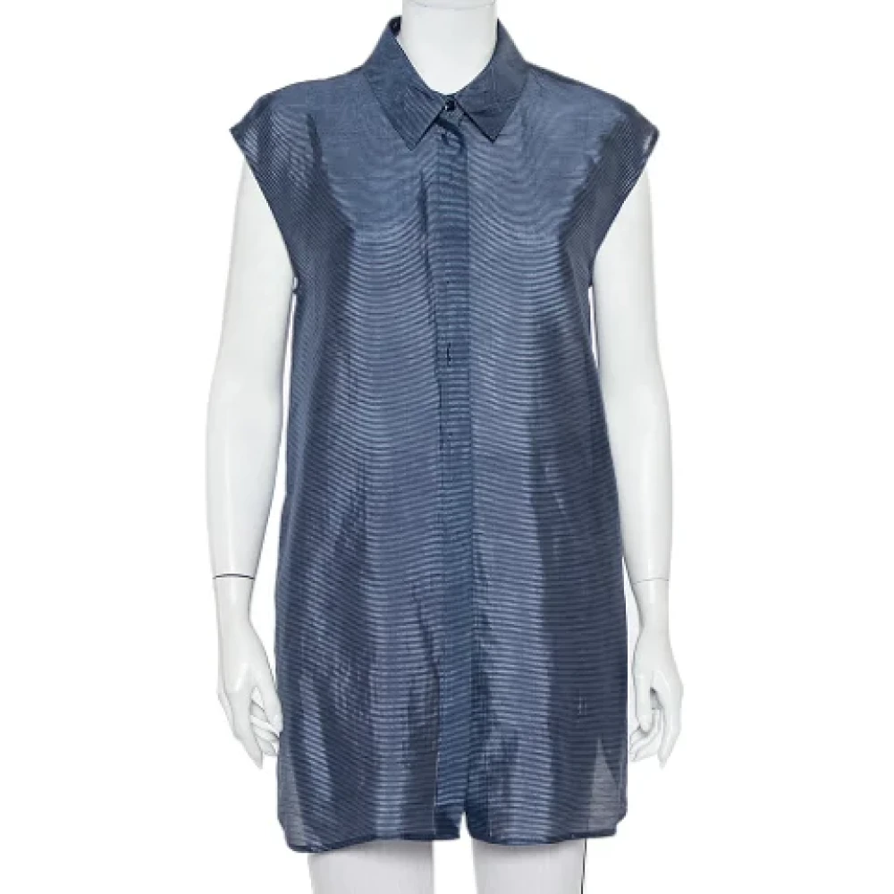 Armani Pre-owned Linen tops Blue Dames