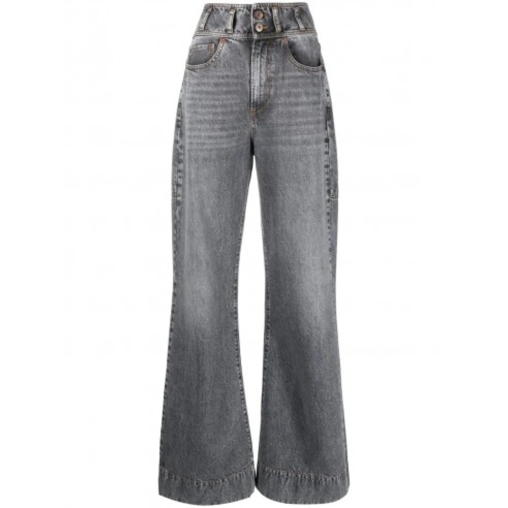 3X1 Hoge Taille Uitlopende Grijze Jeans Gray Dames