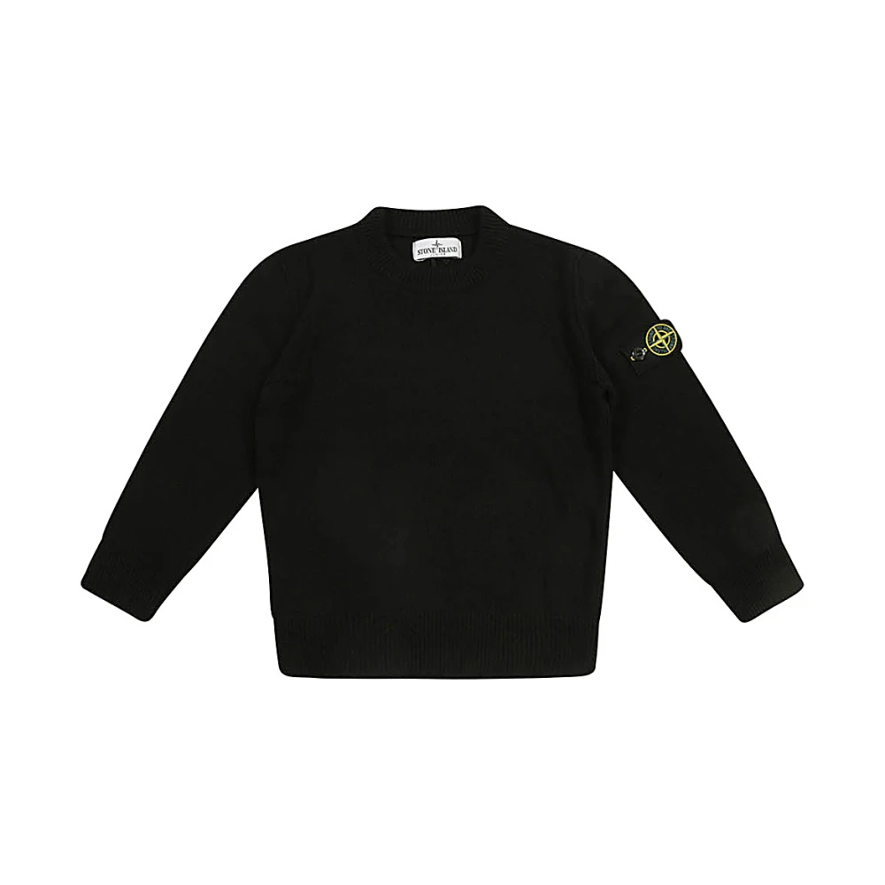 Stone Island Boys Black Jumper With Compass Application Size 8 Y