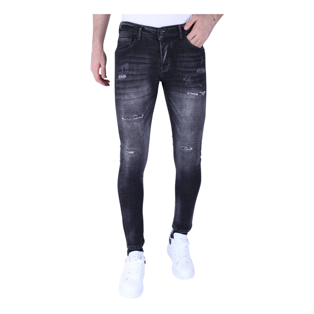 Local Fanatic Stonewash Jeans Slim Fit För Män Med Revor - 1096 Gray, Herr