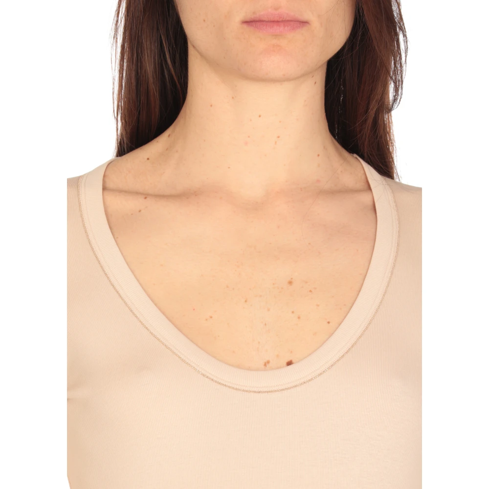 Fabiana Filippi Roze Katoenen T-shirt met Helder Details Pink Dames