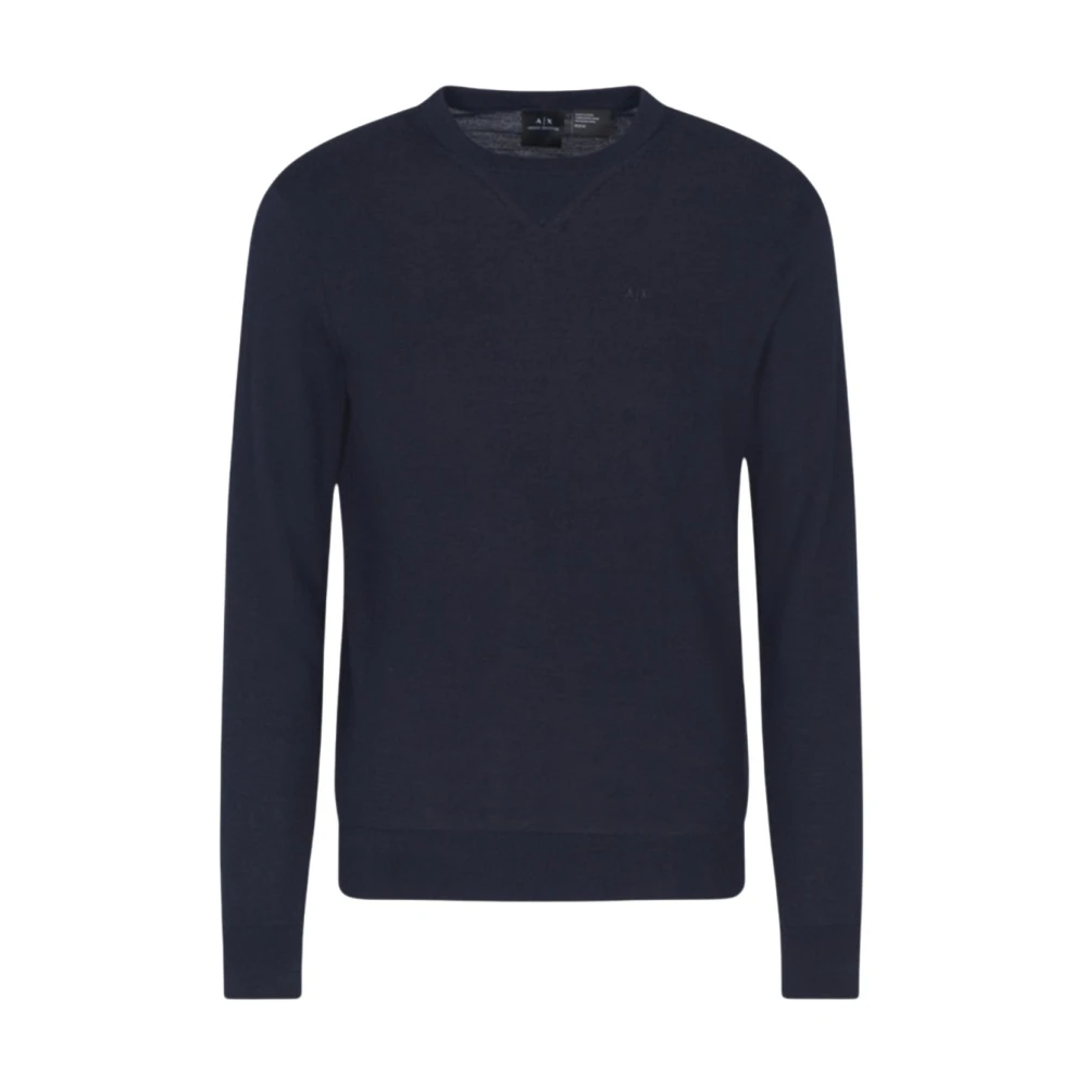 Armani Exchange , Round-Neck Knitwear, Male, Blue, Xs, Crew Neck Knitwear