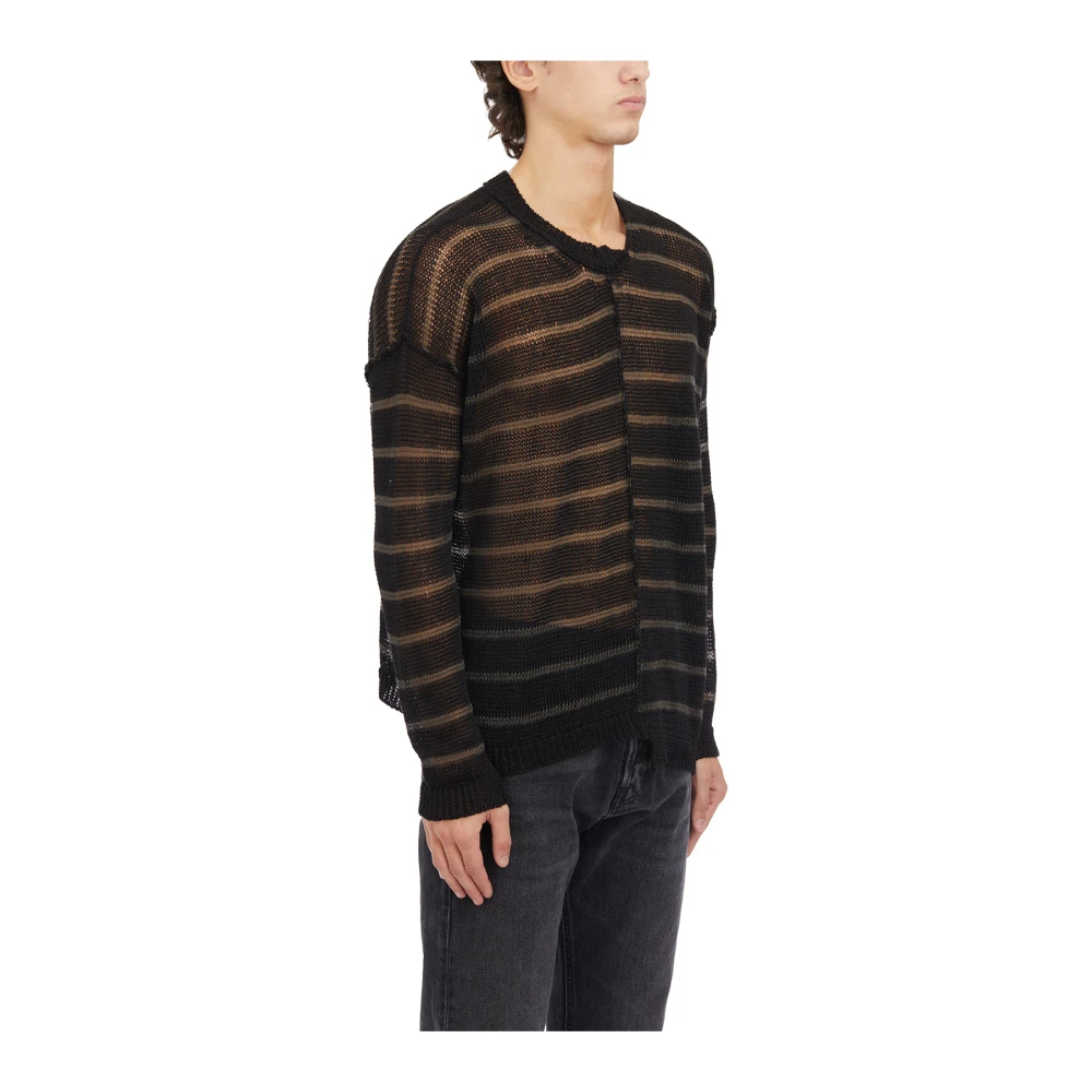 Isabel Benenato Gestreepte ronde hals top Black Heren