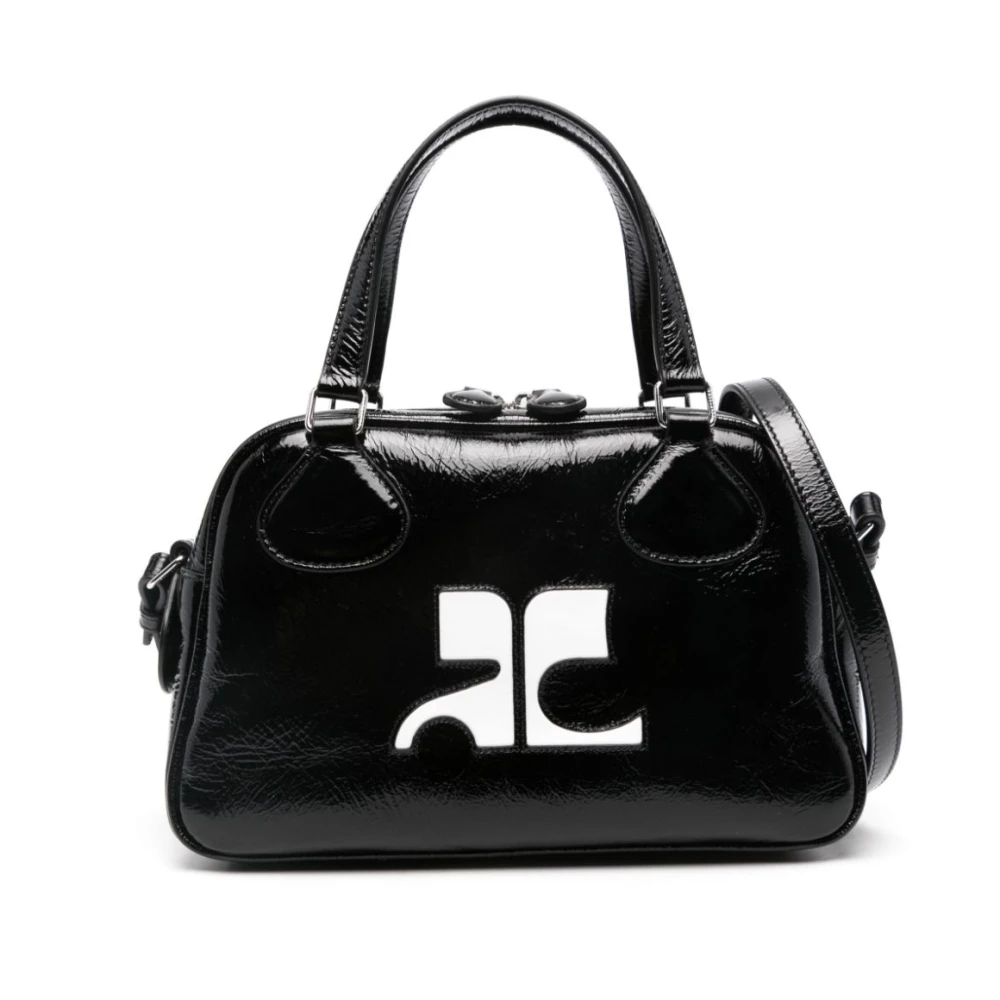 Courrèges Women's Black Handbags, One Size, Bowling Bag With Silver Details