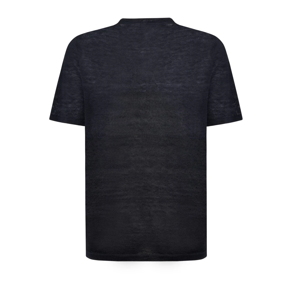 Roberto Collina Linnen T-shirt Zwart Rt20021 Rt2009 Black Heren