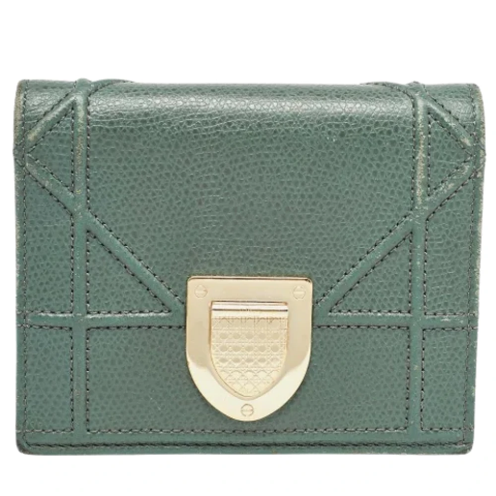 Dior Vintage Pre-owned Leather wallets Green Dames