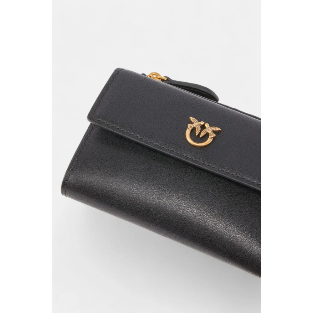 pinko Multifunctionele leren portemonnee Black Dames