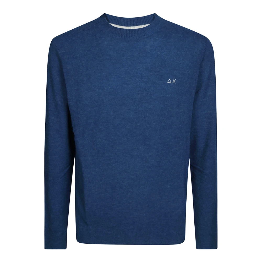 Sun68 Alpaca Solid Ronde Trui Blue Heren