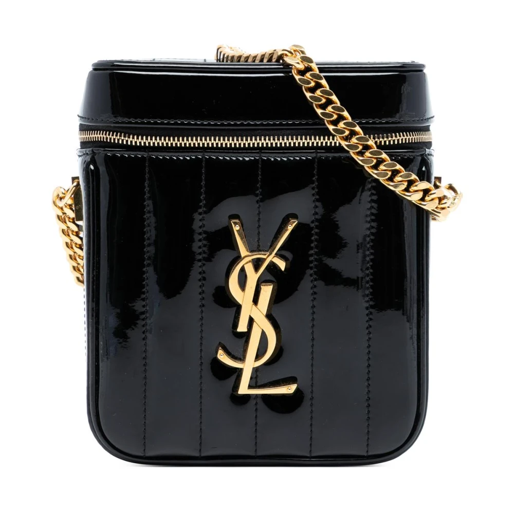 Saint Laurent Vintage Women's Black Pre-Owned Vanity Bag With Chain