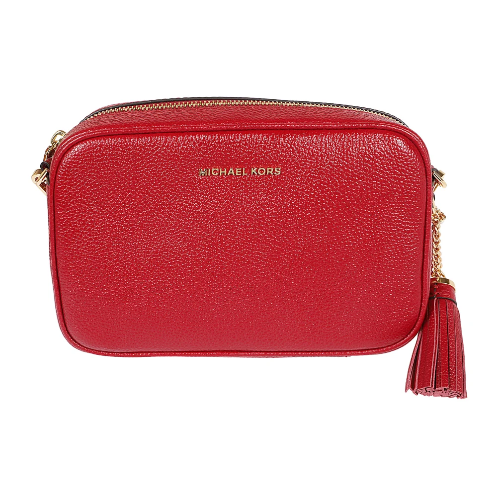 Michael Kors Chocolade gehamerde leren crossbody tas Red Dames