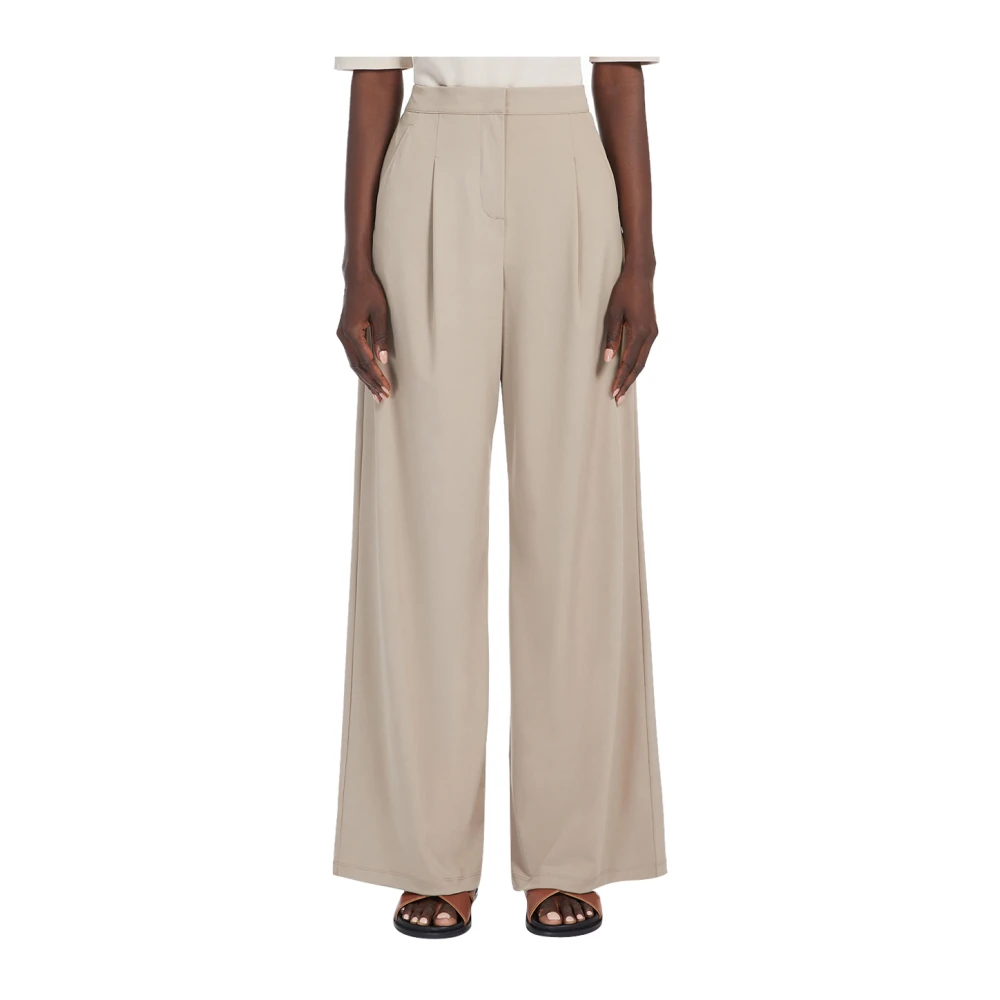 Max Mara Elegante Palazzo Broek Duif Grijs Beige Dames