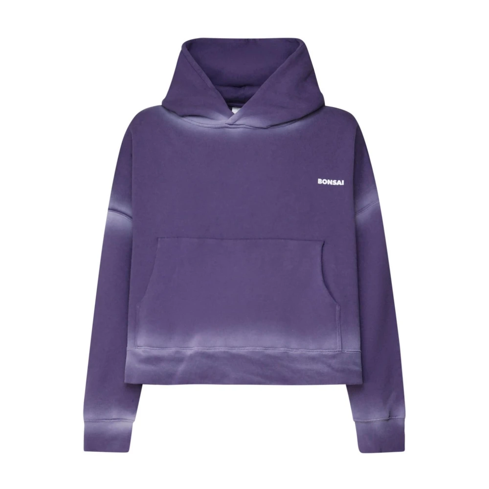 Bonsai Tie-Dye Cropped Hoodie met Logo Print Purple Heren