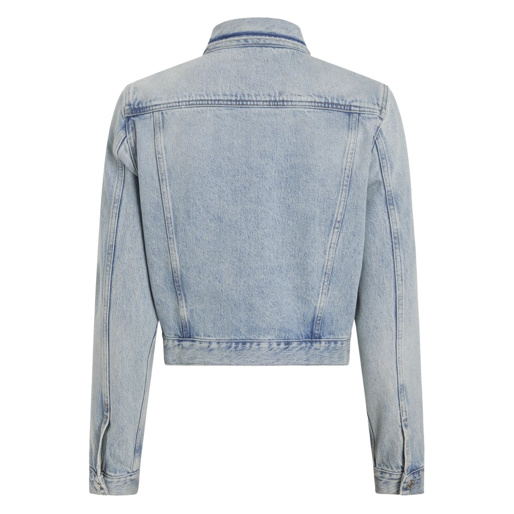 Calvin Klein Blauwe Denim Jas Rechte Snit Blue Dames
