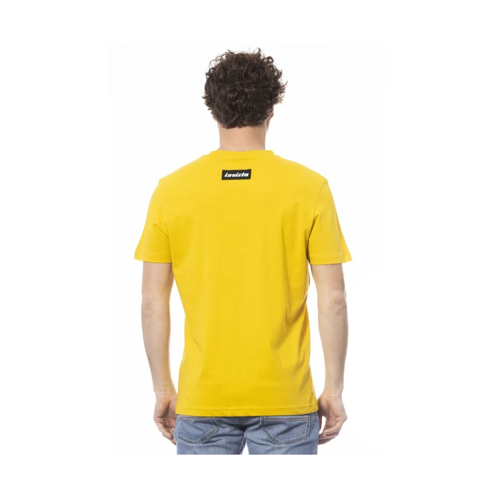 Invicta Geel Katoen Logo Print T-Shirt Yellow Heren