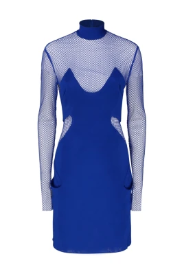 Cobalt Blue Mesh Panel Miniklänning
