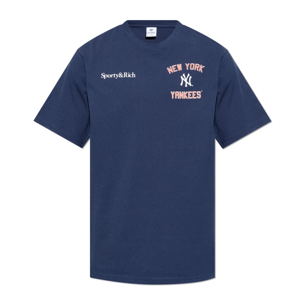 Sporty & Rich T-shirt uit de 47 & The New York Yankees collectie Blue Unisex