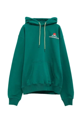 Grön hoodie med framficka
