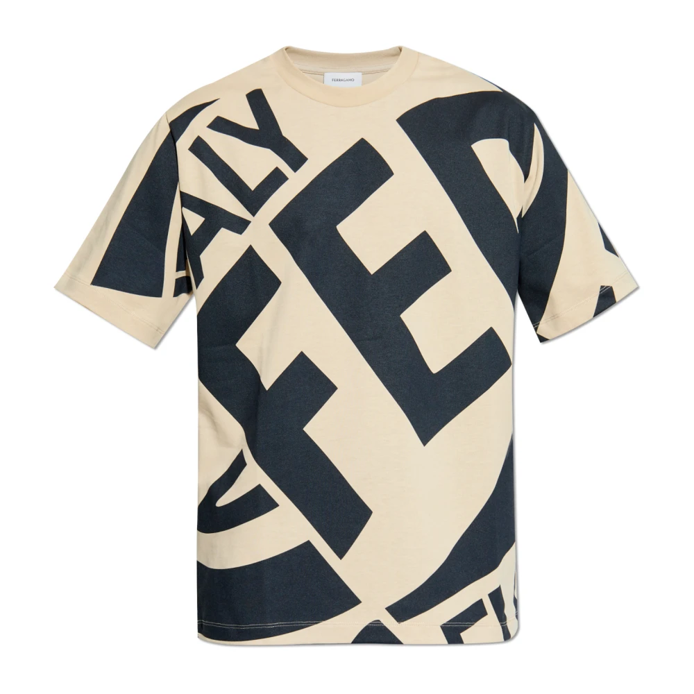 Salvatore Ferragamo T-shirt met logo Beige Heren