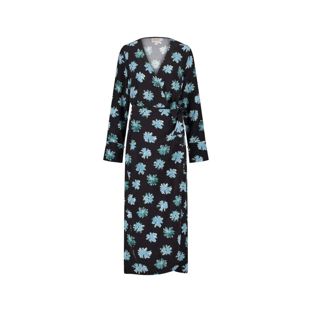 Fabienne Chapot Bloemen Wrap Midi Jurk Black Dames