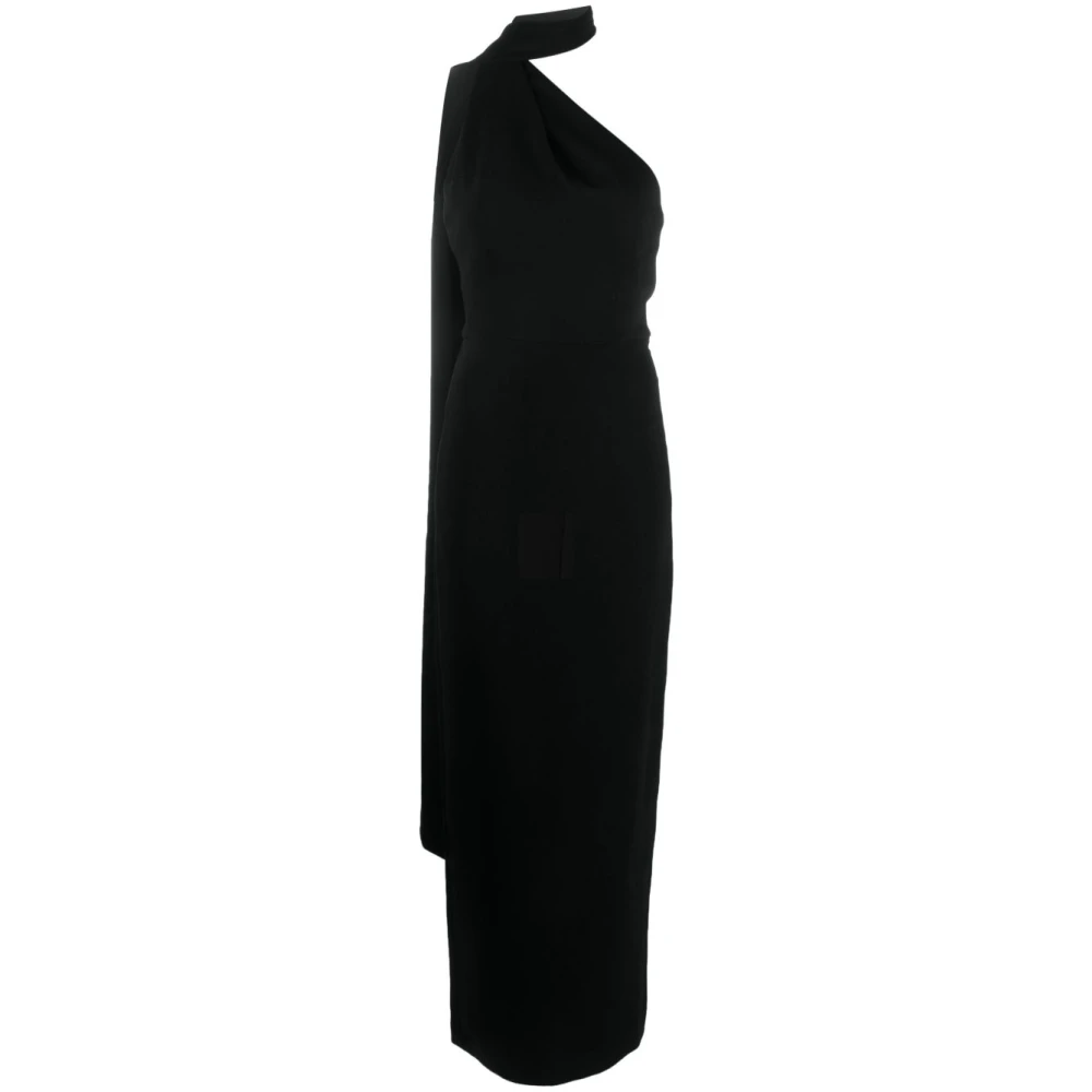 Solace London Women's Black Maxi Dresses, Xs, Halterneck One-Shoulder Maxi Dress