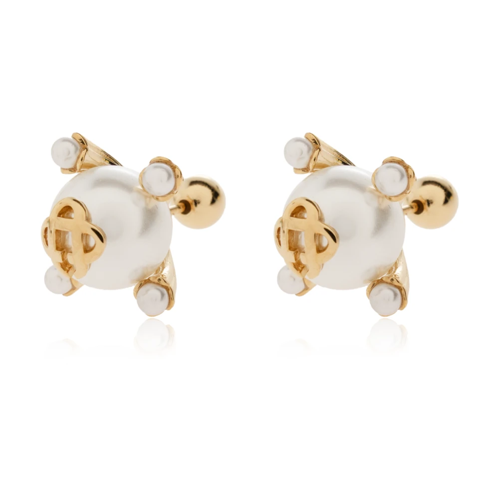 Casablanca , Earrings, Unisex, Yellow, One Size, Lotus Pearl Studs