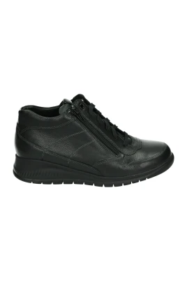 Sportiga Svarta Lädersneakers