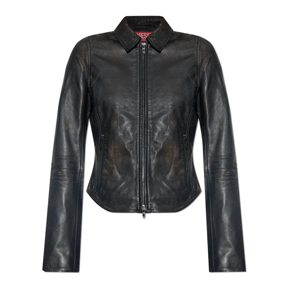 Diesel Svart Läderjacka L-Egrad