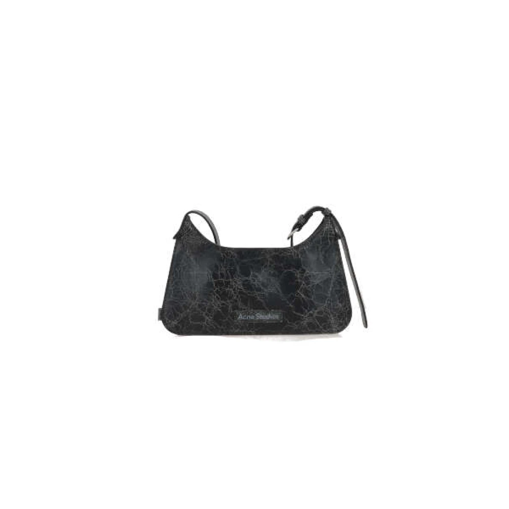 Acne Studios Zwarte Leren Crossbody Tas met Zilveren Hardware Black Dames