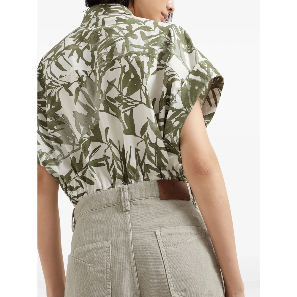BRUNELLO CUCINELLI Monili Losse Broek in Katoen Linnen Beige Dames