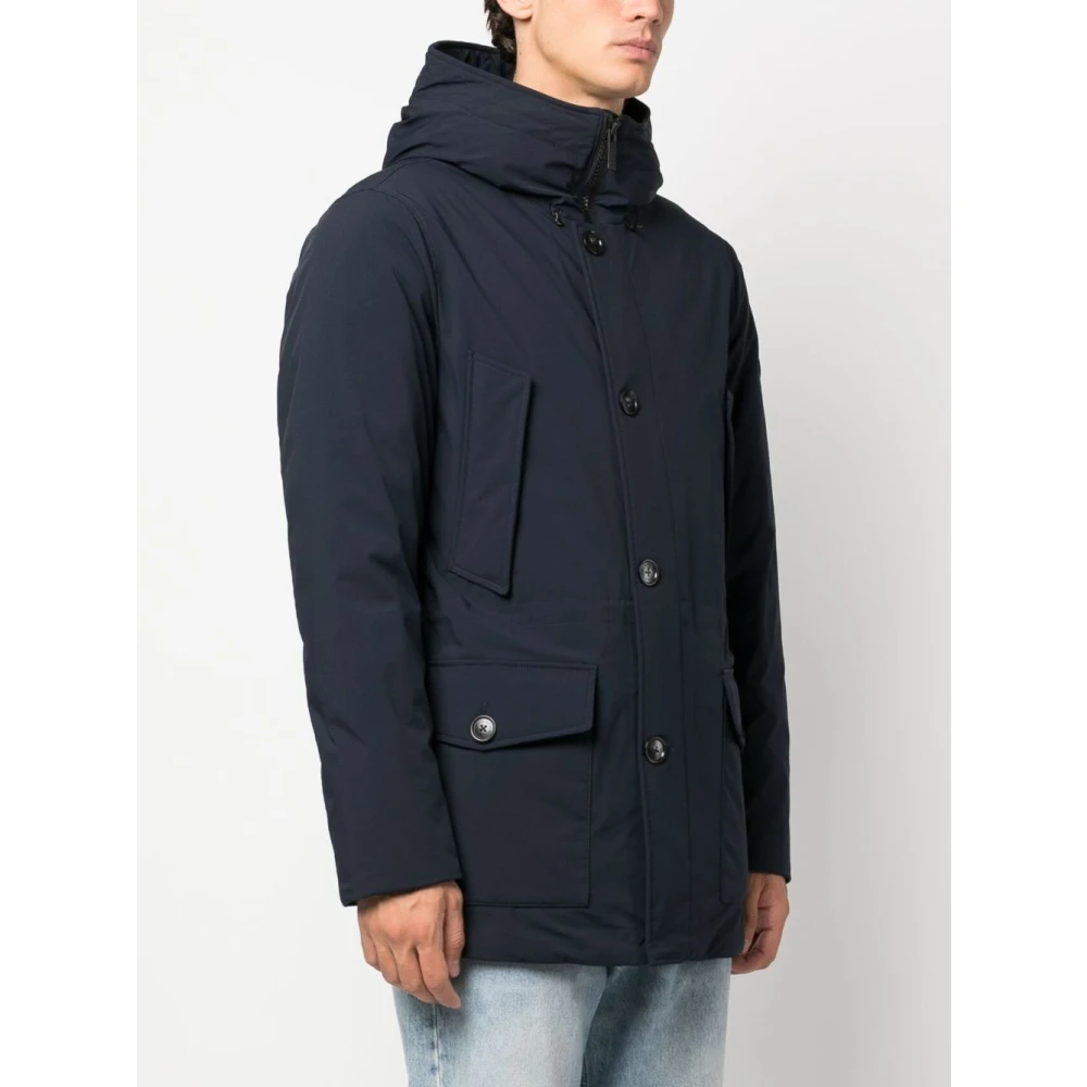 Woolrich Blauwe Arctic Melton Jas Blue Heren