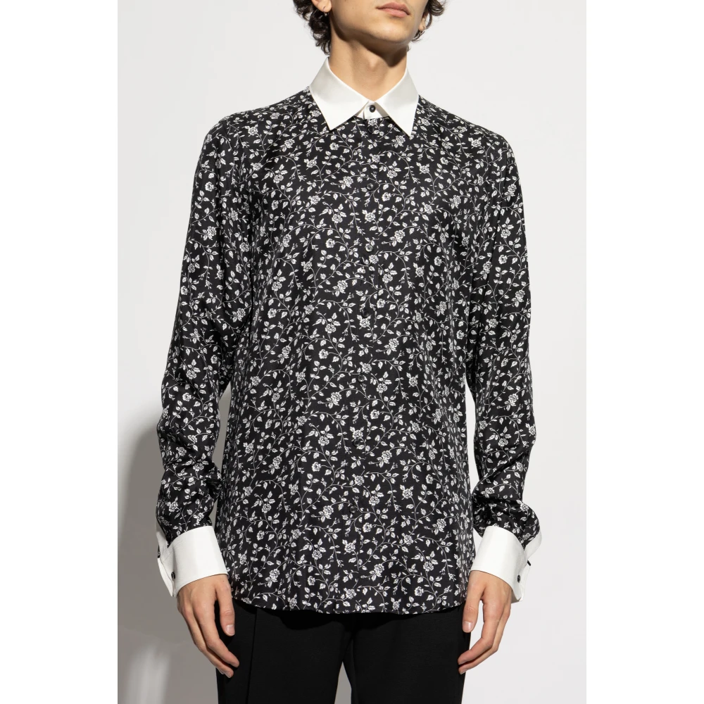 Dolce & Gabbana Overhemd met bloemenmotief Black Heren