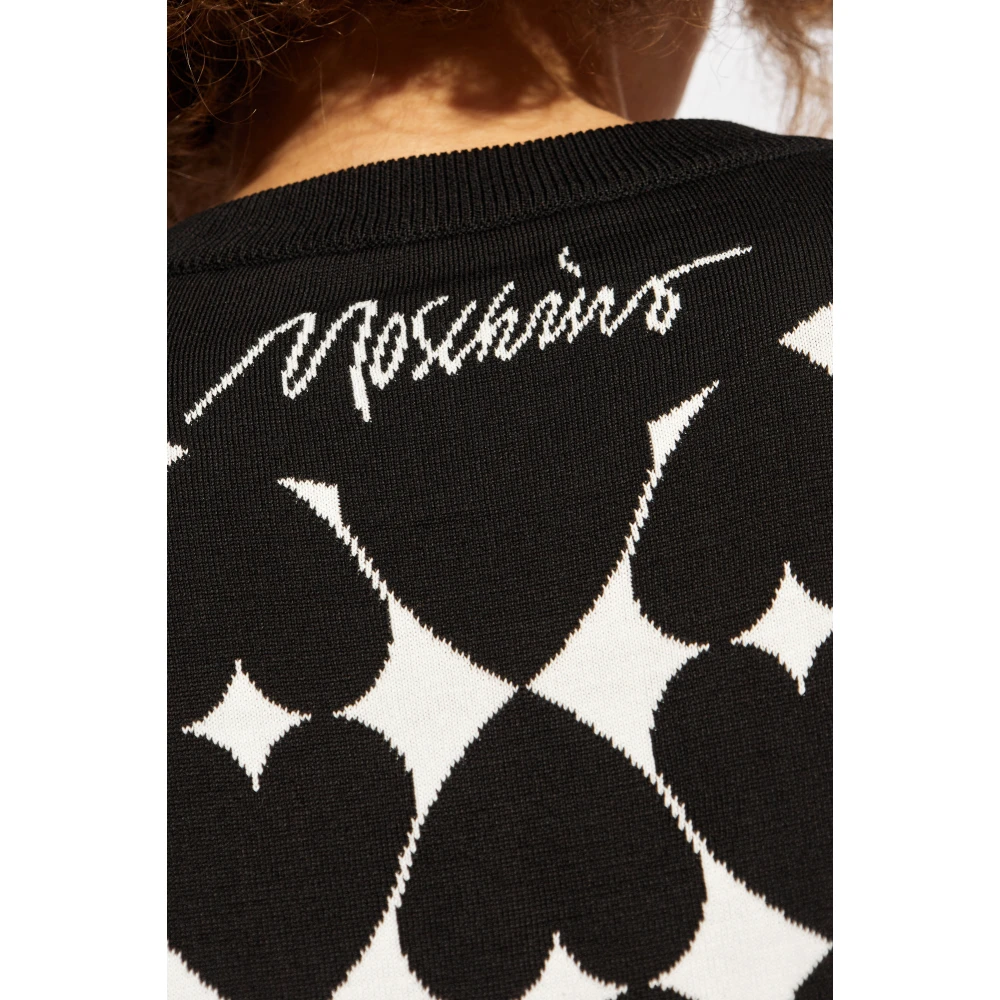 Moschino Trui met geborduurd patroon Black Dames