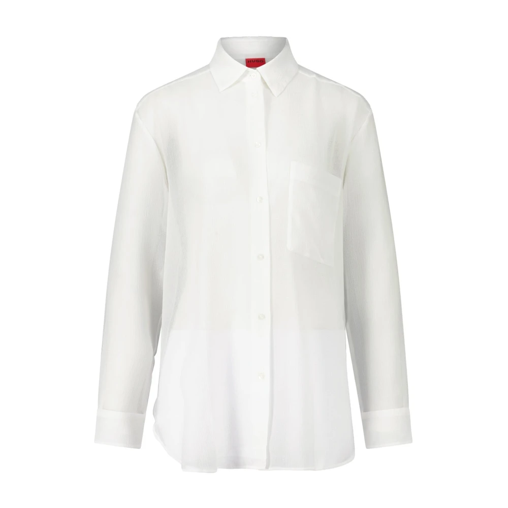 Hugo Boss Lichtgewicht Crêpe Blouse Elodina White Dames