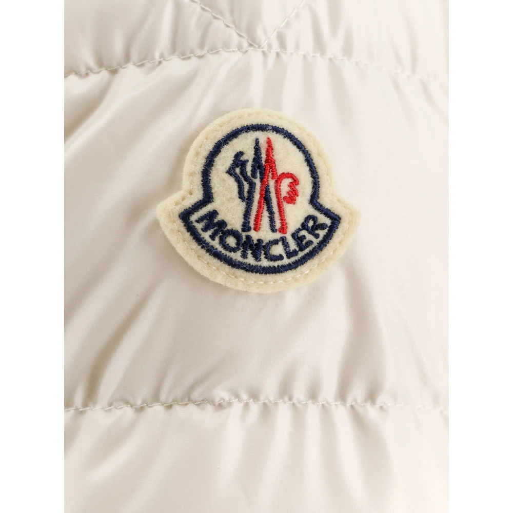 Moncler Gewatteerde jas met logo capuchon White Heren