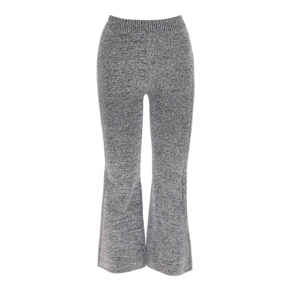 Ganni Gebreide broek met stretch en cropped lengte Gray Dames