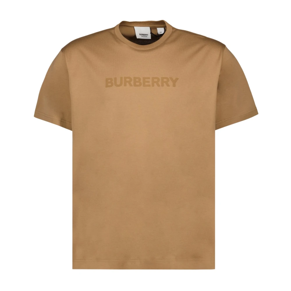 Burberry Logo Print Katoenen T-Shirt Bedrukte Crewneck T-shirts en Polos Brown Beige Heren