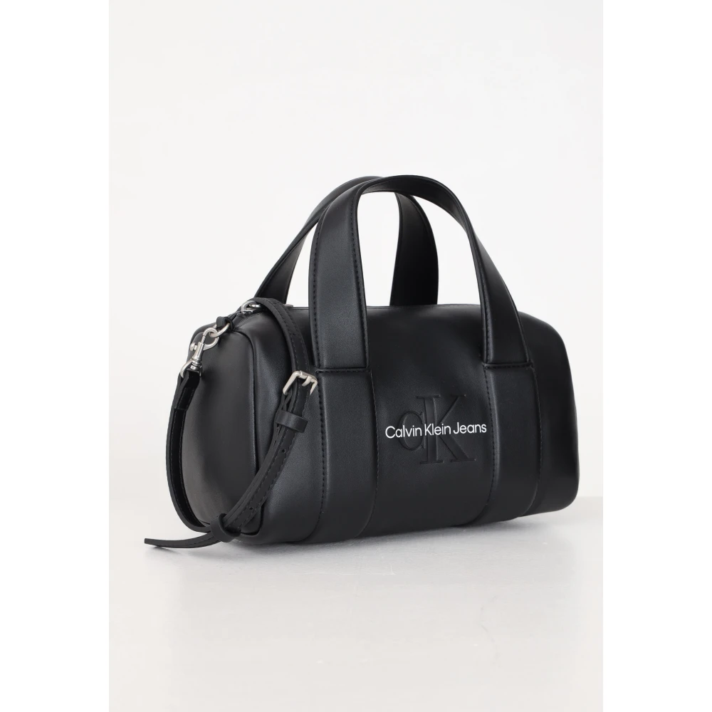 Calvin Klein Zwarte Gebeeldhouwde Vierkante Barrel Tas Black Dames