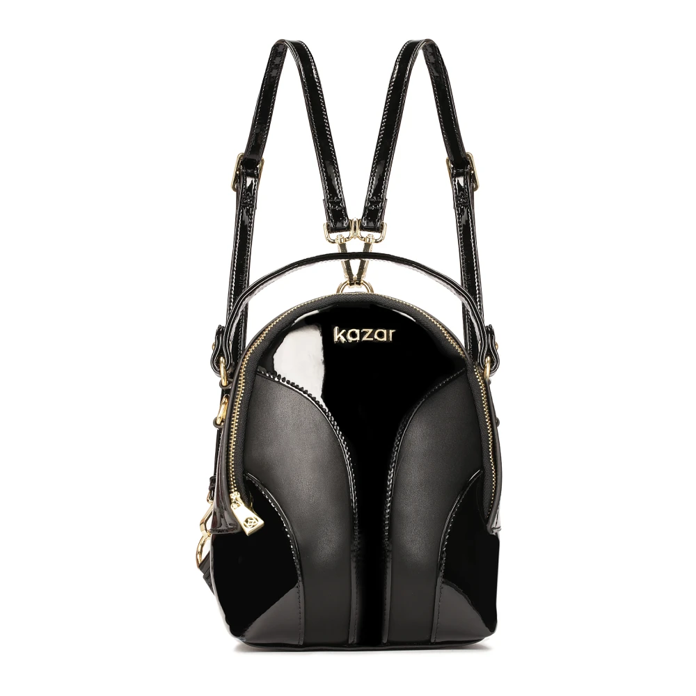 Kazar Kleine rugzak in lakleer en suède Black Dames